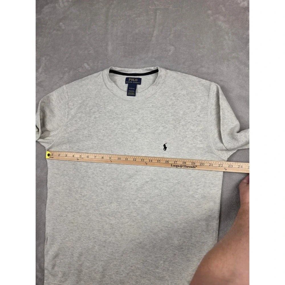 Polo Ralph Lauren Waffle Knit Shirt Mens XL Beige Long Sleeve Pony Logo